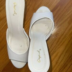 Elegant White Peep Toe Mules